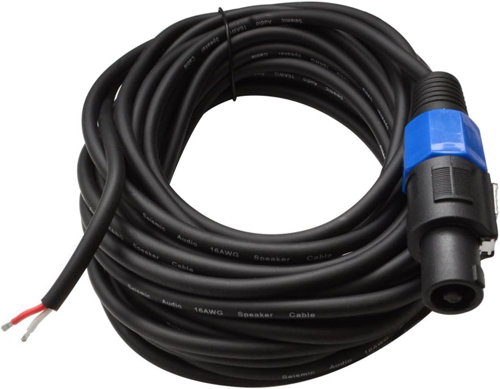 50 Foot Raw Wire to Speakon Speaker Cable 16 Guage Pack of 2 R414
