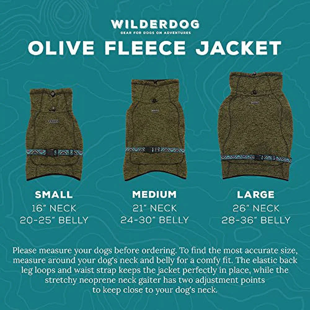 Olive Fleece Dog Jacket with Neoprene Neck Gaiter C89037