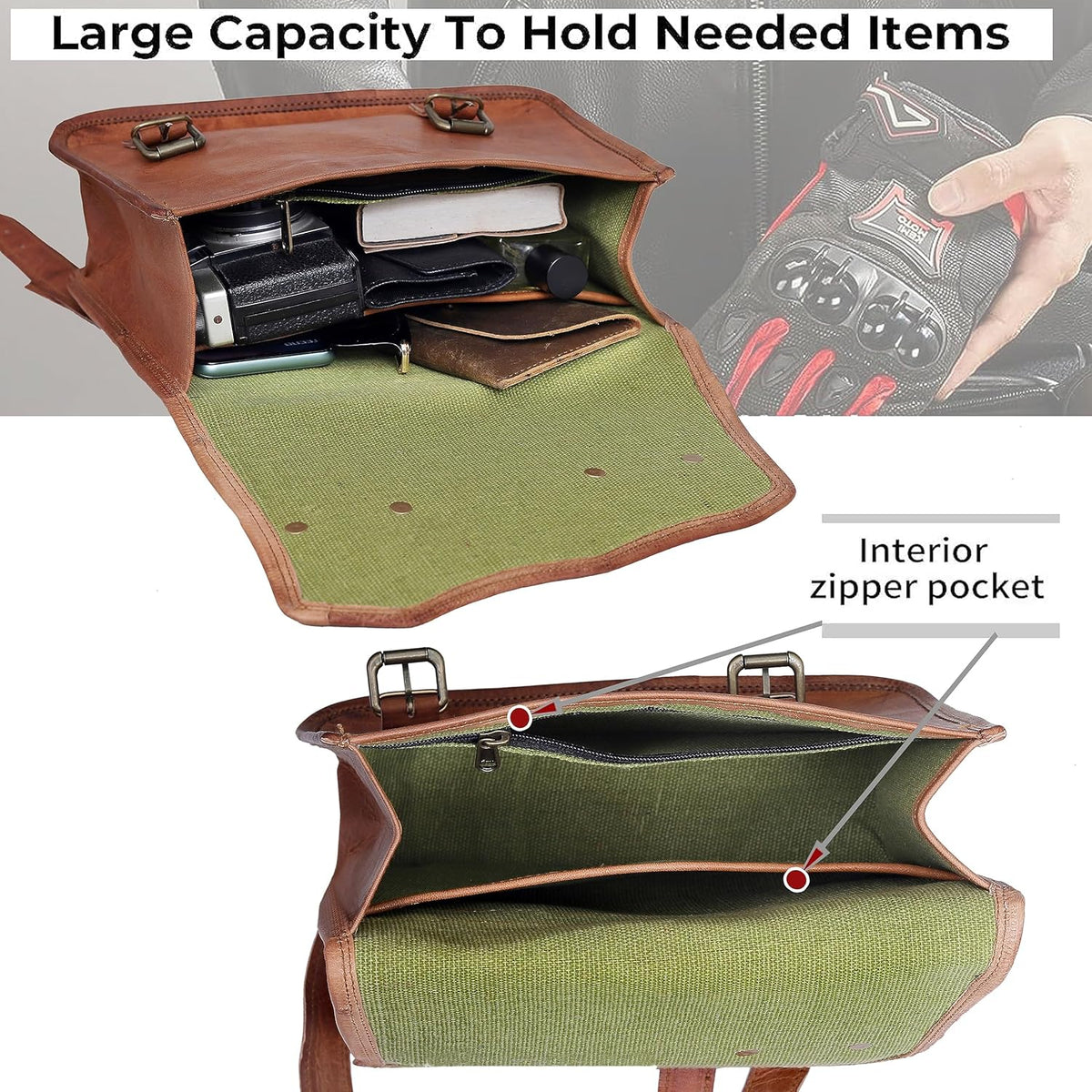 Leather Motorcycle Saddlebags (Set of 2) M684139