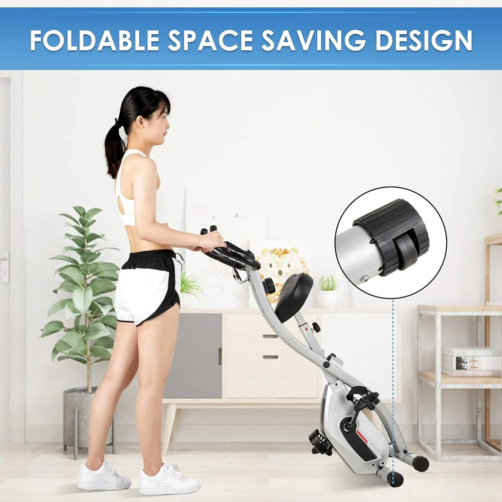 Folding Stationary Exercise Bike with LCD Monitor J674501