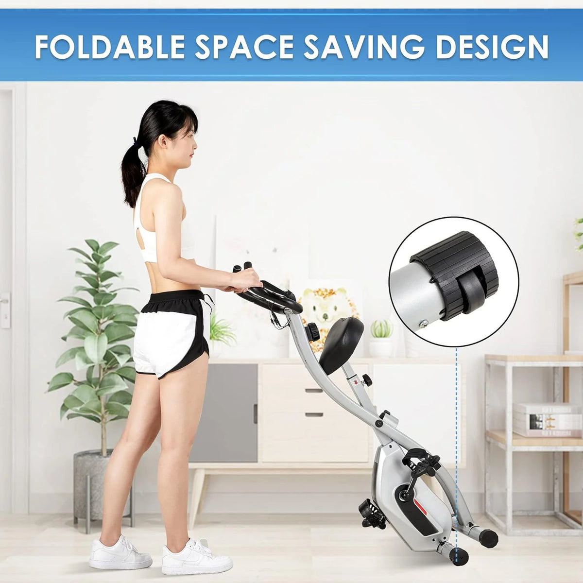 Folding Stationary Exercise Bike with LCD Monitor J674501