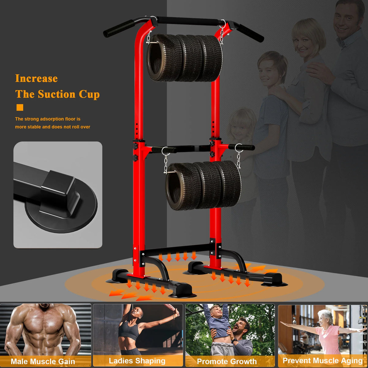 Adjustable Pull up Power Tower Dip Stands 600lbs L940388