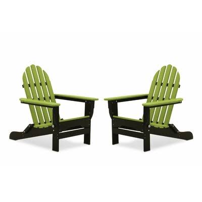 Black/Lime Green Plastic Folding Adirondack Chair X77676