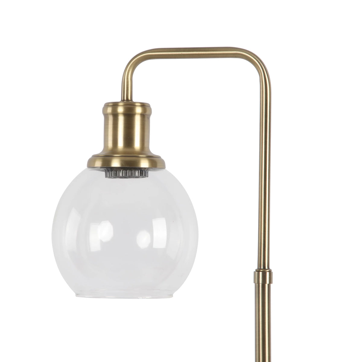 Gold Desk Lamp with Glass Shade and AC Outlet S54826
