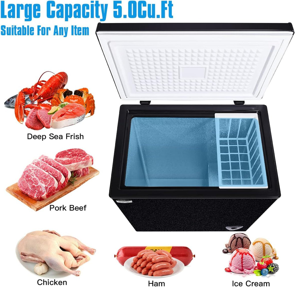 5.0 Cubic Top Open Door Chest Freezer with Removable Storage Basket S42146