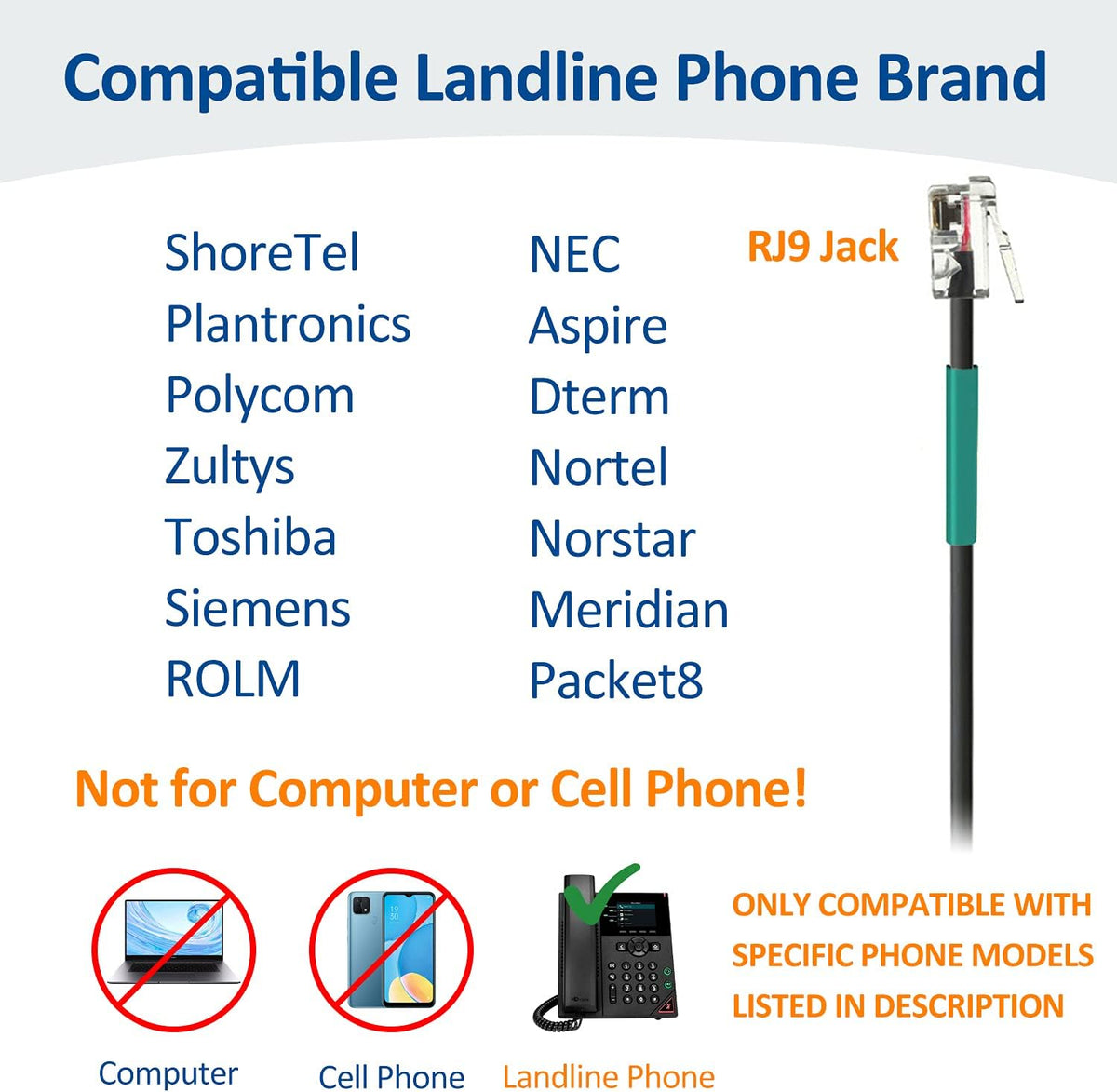 Corded Telephone Headset with Noise Canceling Mic F738