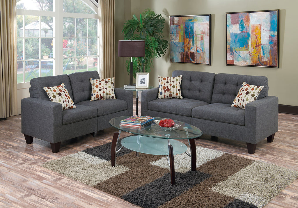 Tufted Sofa Set with Accent Pillows U173673
