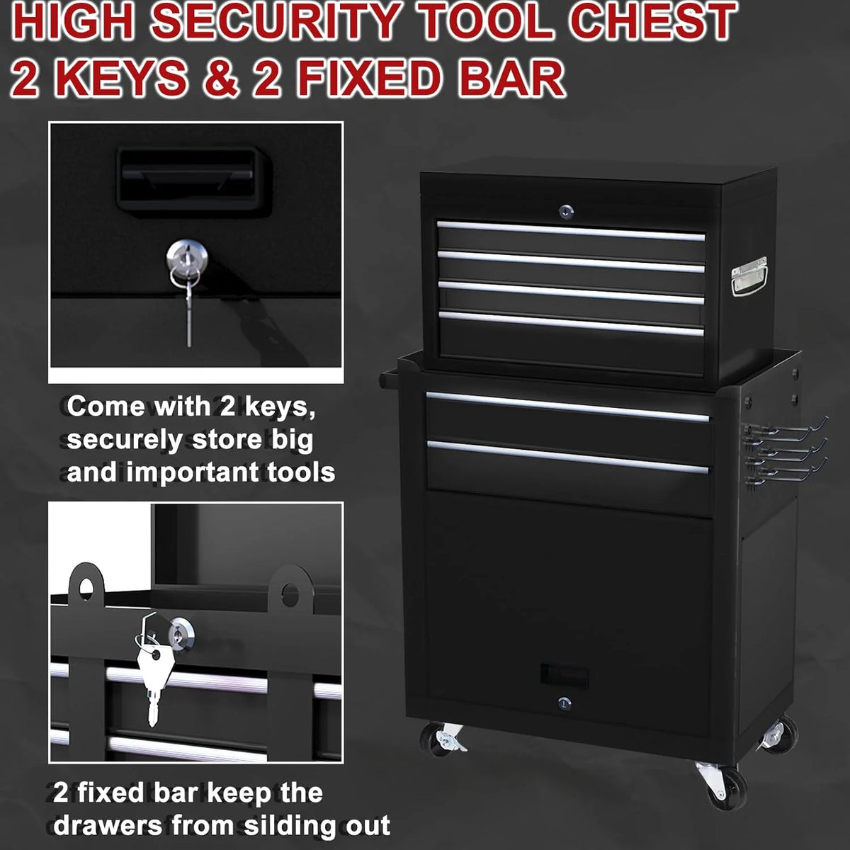 9 Drawer Rolling Tool Chest Black R93649