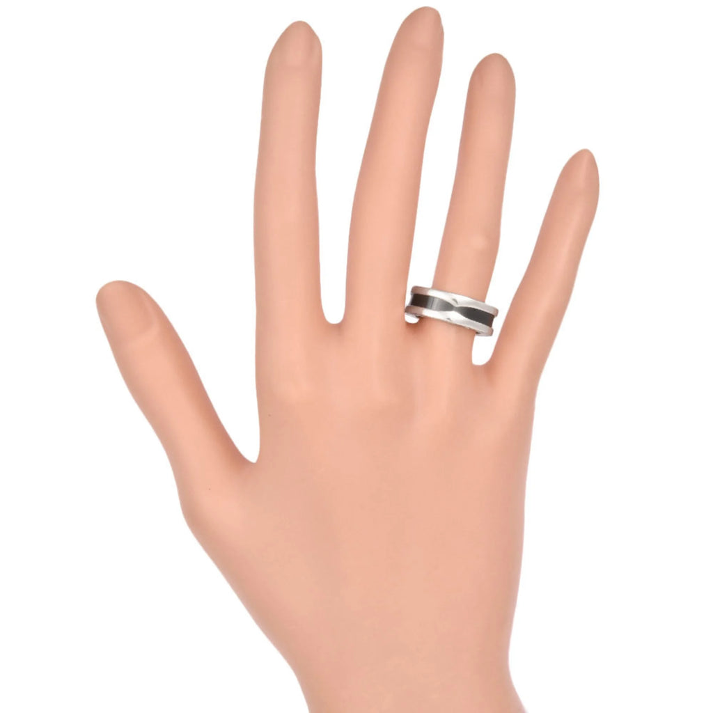 Pre-Owned SV925 Black Ceramic Ring Y49577
