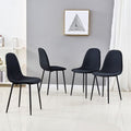Black Fabric Upholstered Side Chairs Set of 4 with Metal Legs W3005