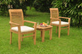 3 Pc Teak Dining Set with Side Table and 2 Stacking Arm Chairs T281