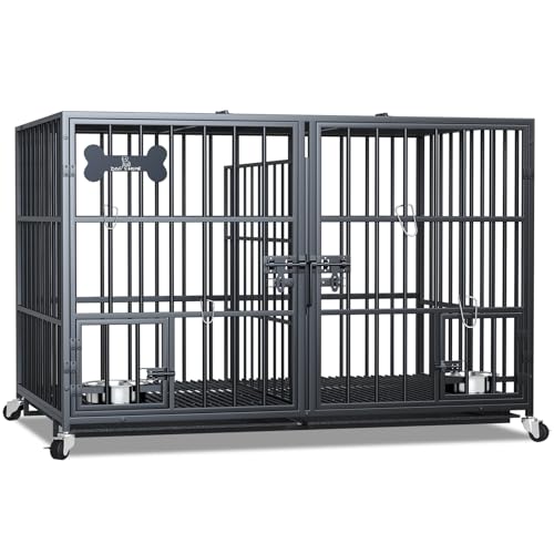42/48 inch Heavy Duty Metal Dog Crate with Wheels A485670