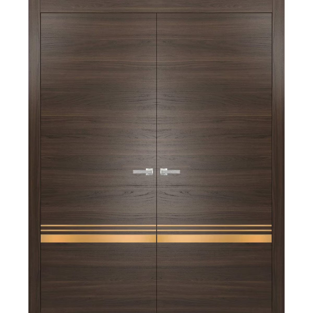Solid French Double Doors 48 x 84 inches Wood with Frosted Glass I670577