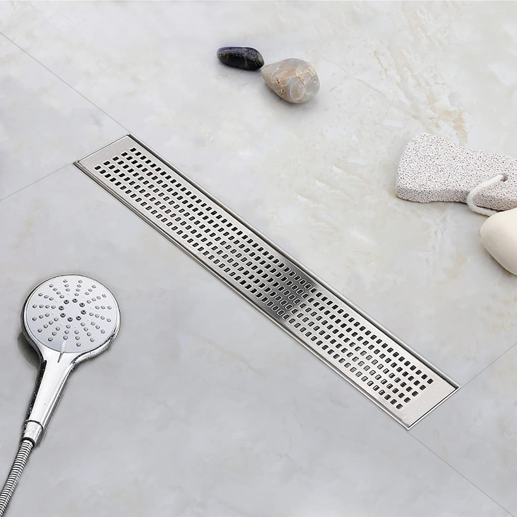 24 inch 304 Stainless Steel Linear Shower Drain with Grid Cover, Pack of 2 O311