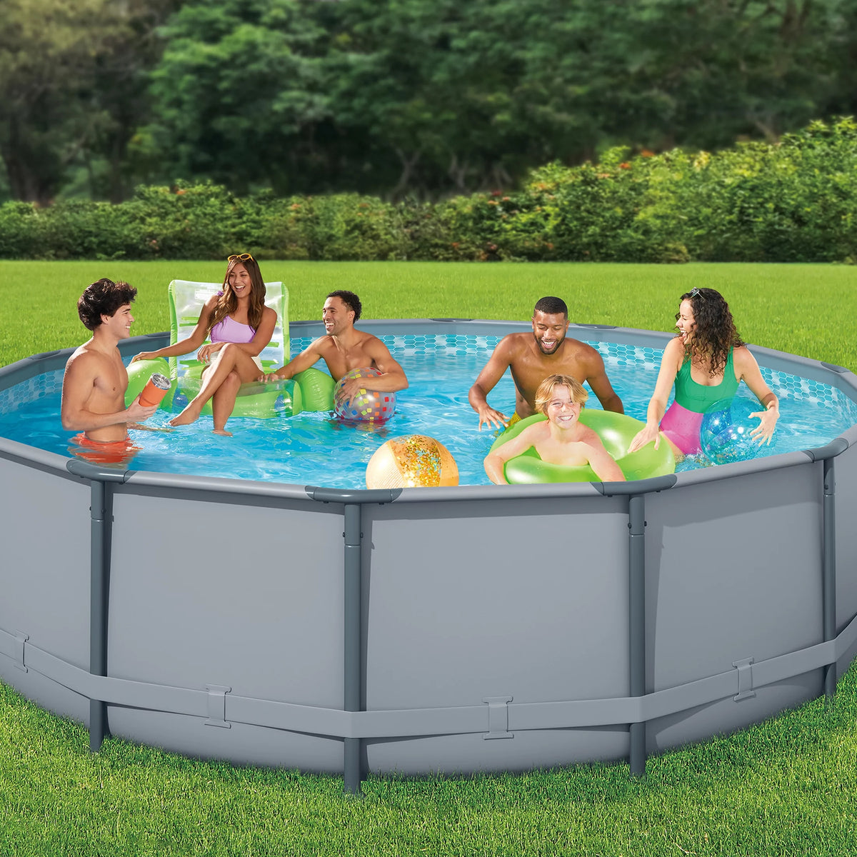 14 ft Round Metal Frame Above Ground Swimming Pool S7777