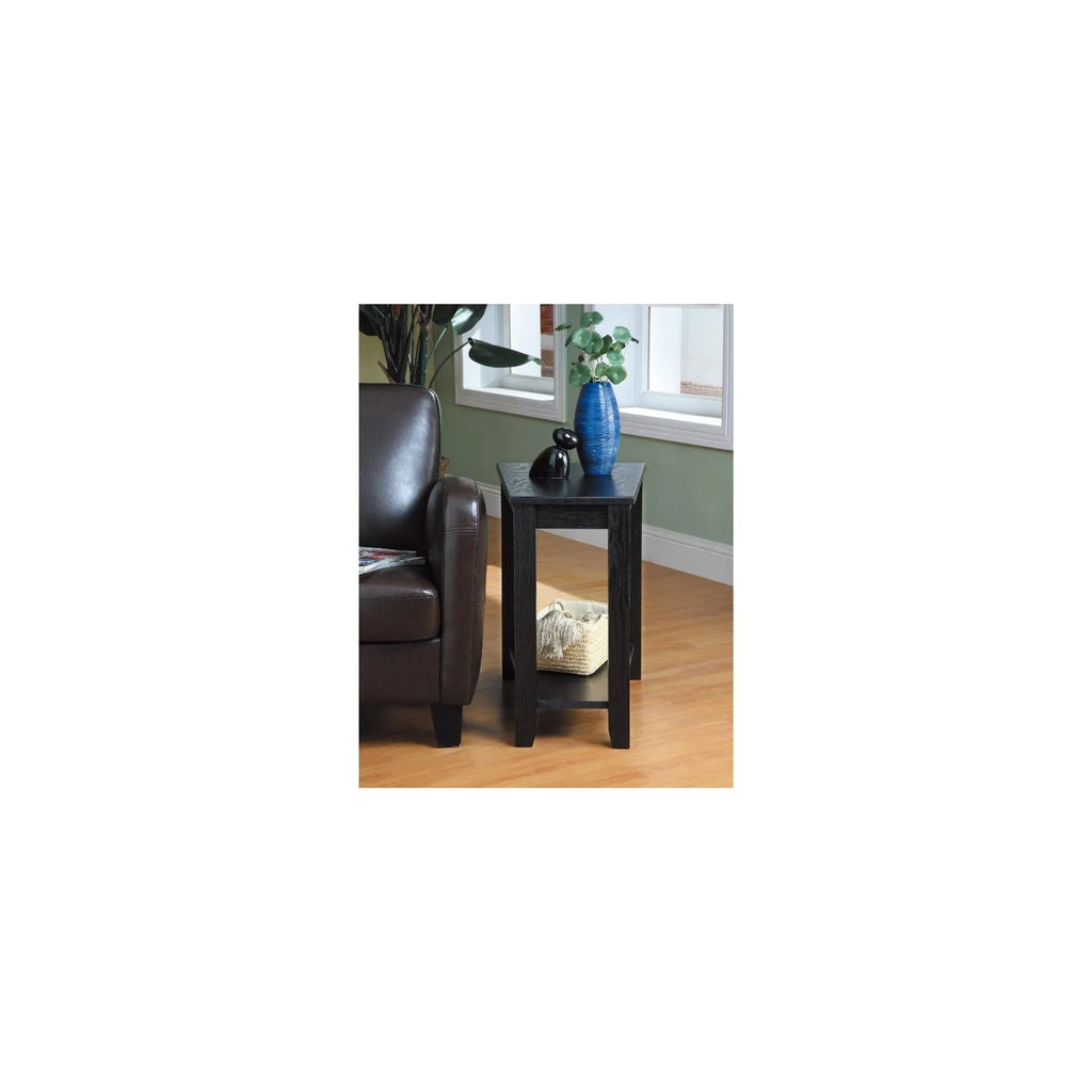 Wood Wedged Chair Side Table with Bottom Shelf T65886