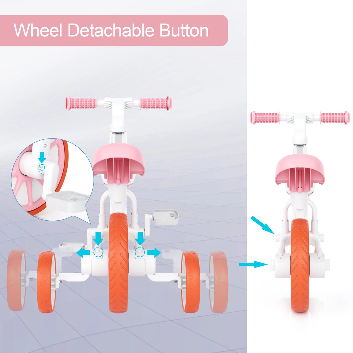 3 in 1 Toddler Tricycle Pink Z403