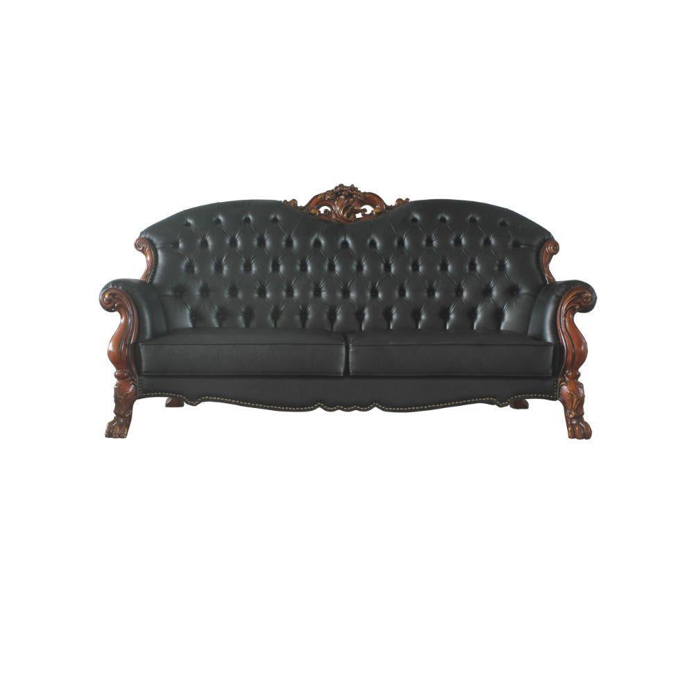 Cherry Oak Black PU Dresden Sofa Set 3 P E202