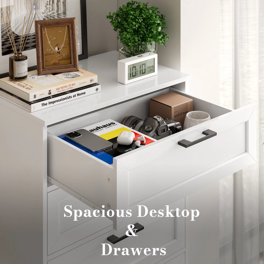White 6 Drawer Tall Dresser L6302