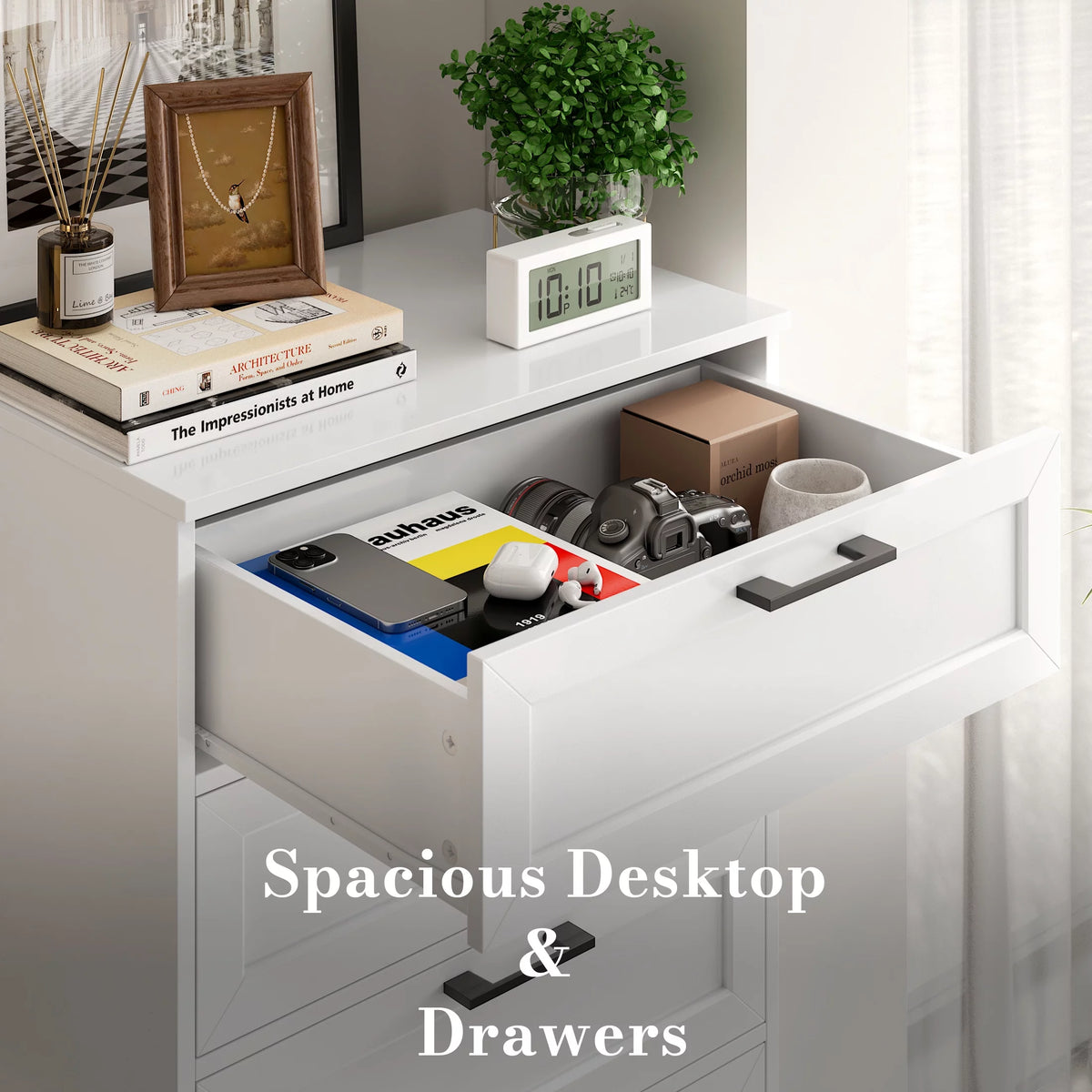 White 6 Drawer Tall Dresser L6302