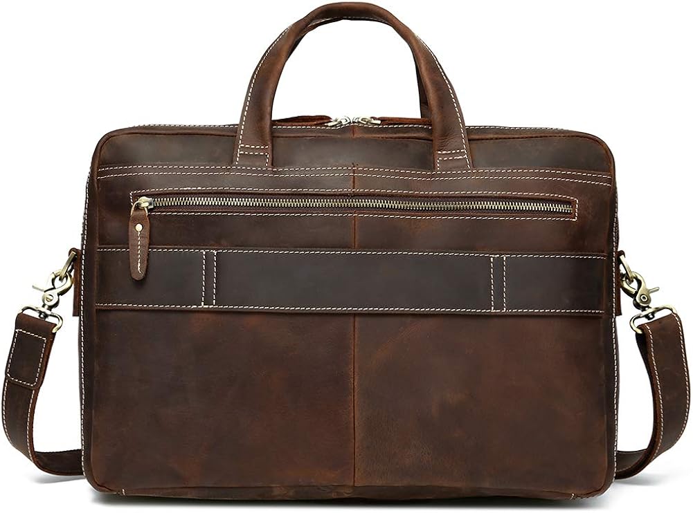 Vintage Genuine Leather 17 inch Laptop Briefcase Y723