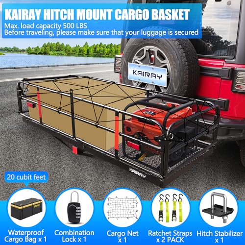 60"x24"x14.4" Folding Hitch Mount Cargo Carrier for 2" Receiver O9001