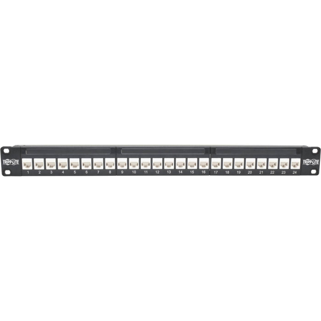 24-Port Cat6a Patch Panel Feedthrough Rackmount RJ45 Ethernet 1U R437