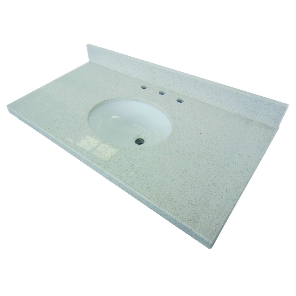 White Quartz 36-Inch Vanity Top with Undermount Sink H9512