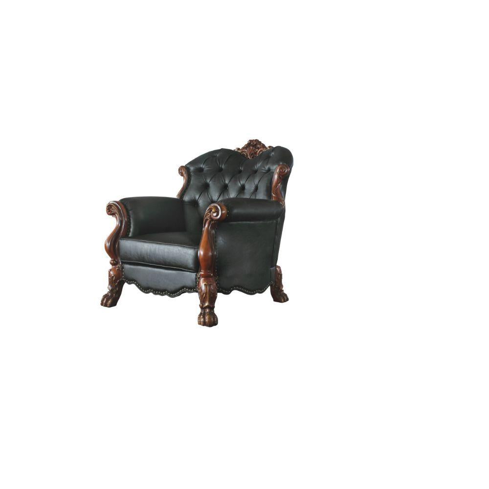 Cherry Oak Black PU Dresden Sofa Set 3 P E202
