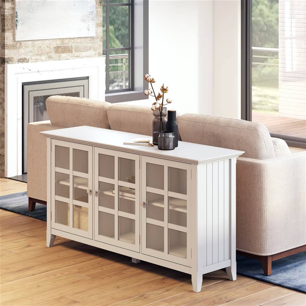 White Solid Wood Wide Storage Cabinet S500411