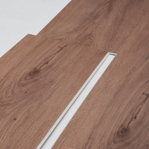 Interlocking Vinyl Floor Tiles 48 x 7.3 inch 10 Tiles 5.5mm Thick Natural Wood Grain B124