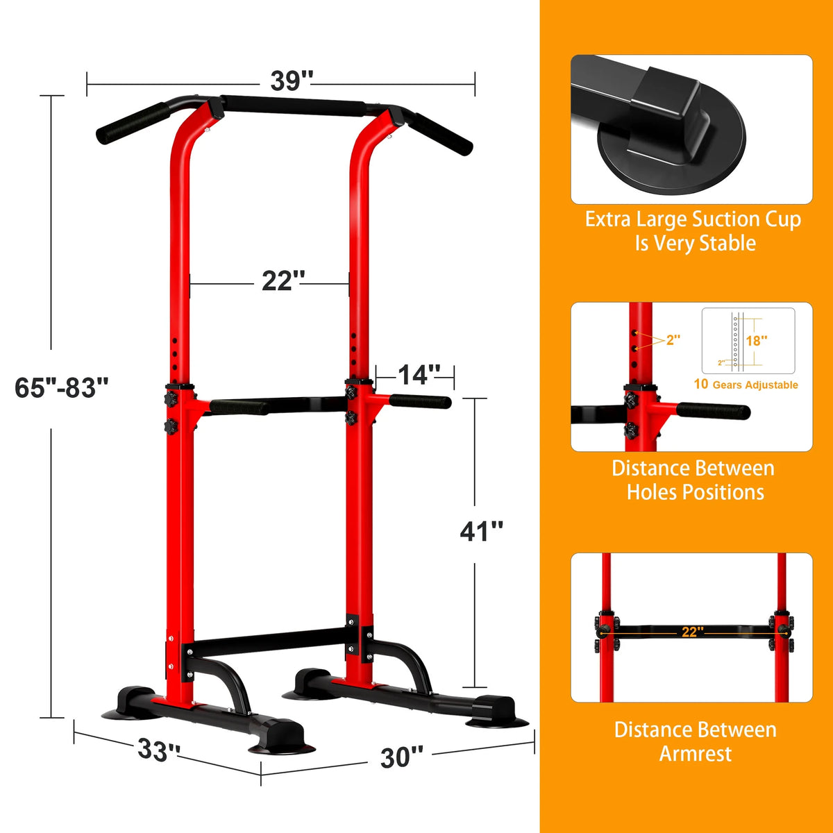 Adjustable Pull up Power Tower Dip Stands 600lbs L940388