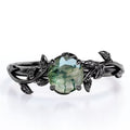 0.50 Carat Round Moss Green Agate Engagement Ring K1637