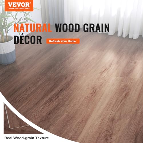 Interlocking Vinyl Floor Tiles 48 x 7.3 inch 10 Tiles 5.5mm Thick Natural Wood Grain B124