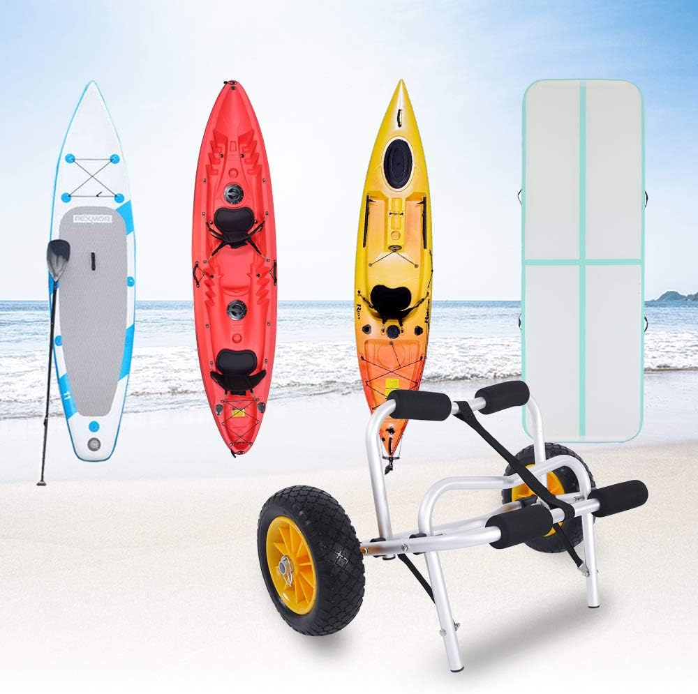 1.5MM Aluminum Alloy Canoeing Trailer Cart Silver E84183