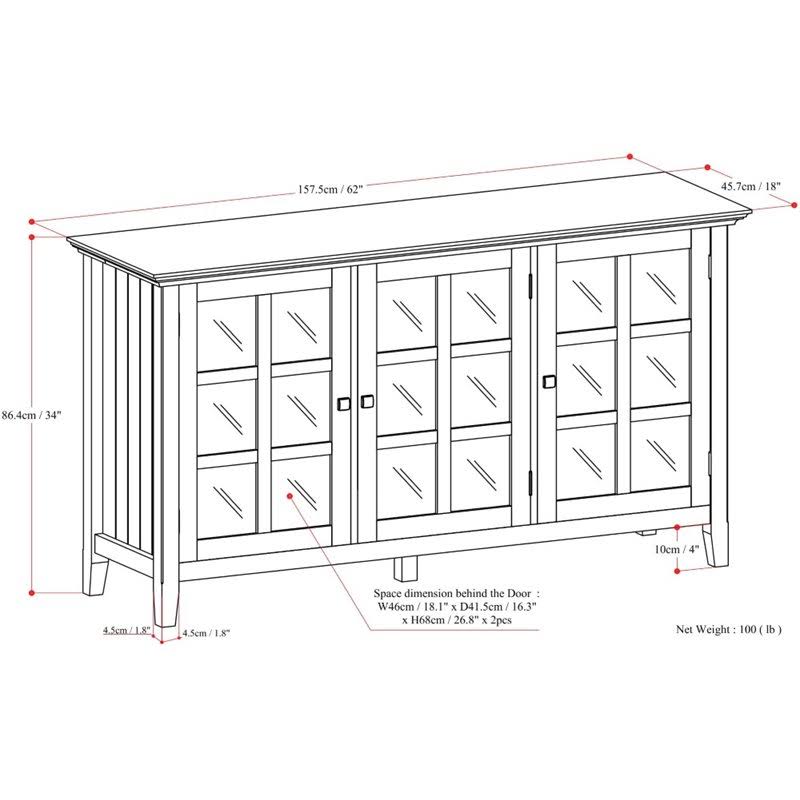 White Solid Wood Wide Storage Cabinet S500411