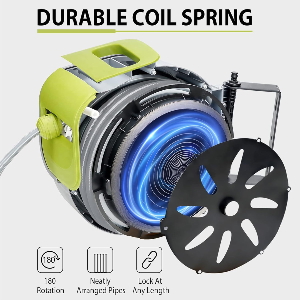 Retractable Wall Mount Garden Hose Reel with 9 Patterns Hose Nozzle Q281285