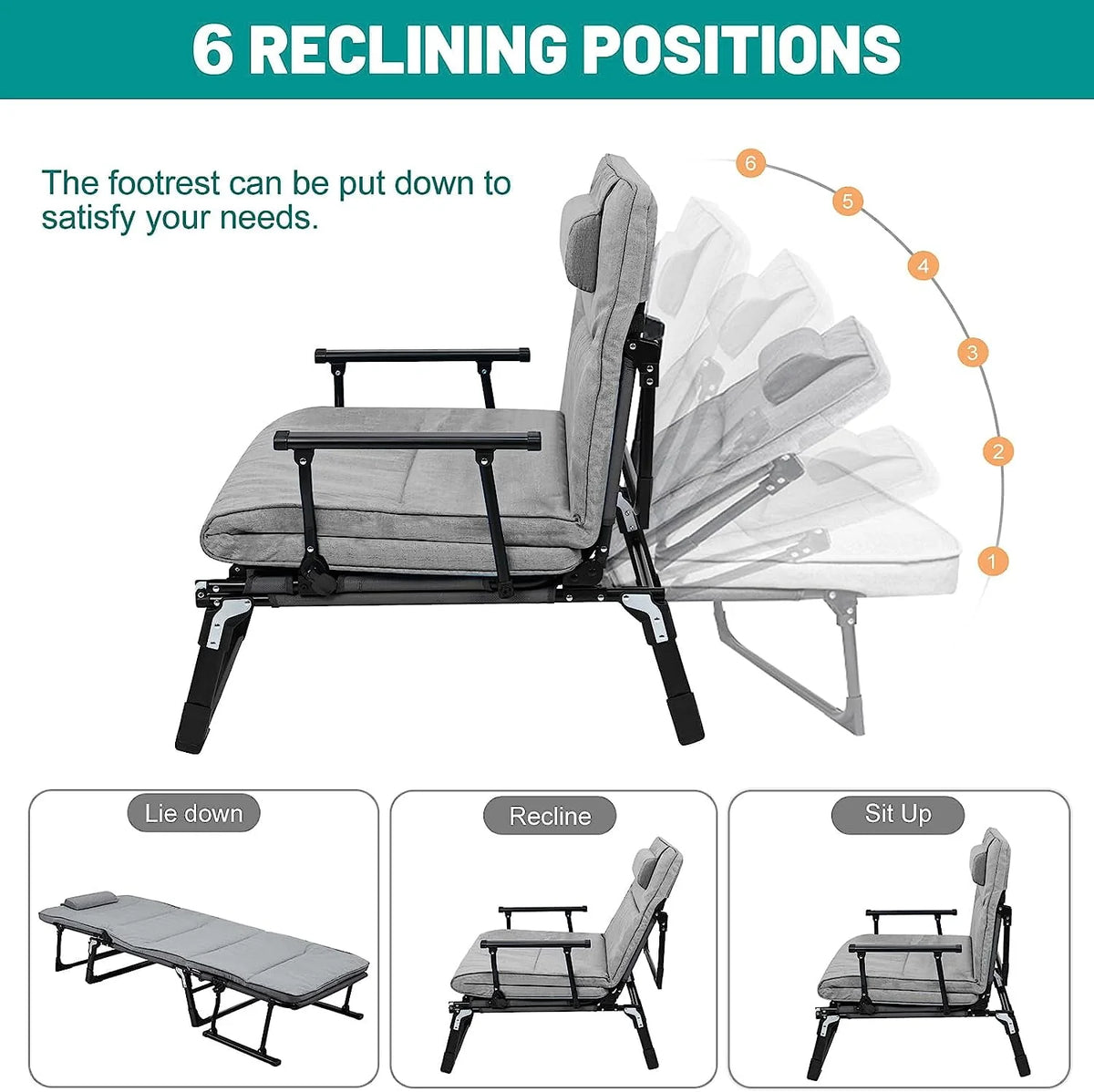 3 in 1 Folding Camping Cot Bed with Mattress & Pillow M1162