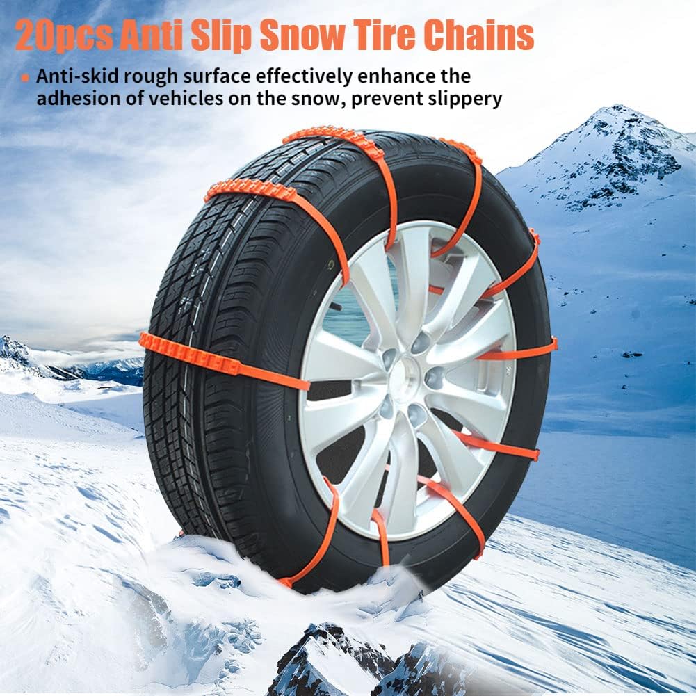 20pcs Nylon Anti-Skid Snow Tire Chains with Gloves B96608