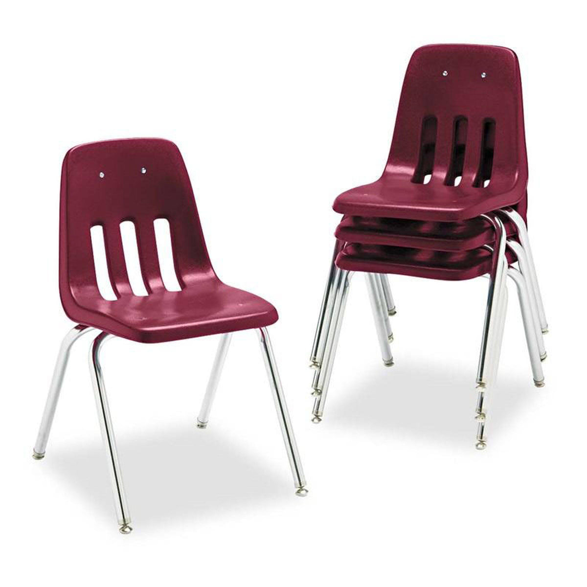 18x22 Seat Height Wine Chrome Classroom Chair D11663