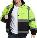 High Visibility Waterproof Bomber Jacket, Class 3, Green, Small K158608