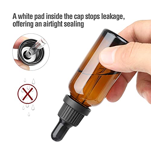 4 X 50ml Amber Glass Dropper Bottle with Glass Pipette H57354