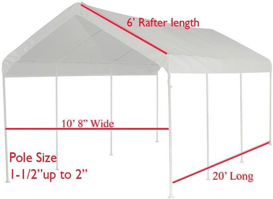 White Canopy Replacement Cover for 10' W X 20' L Frames Y9306