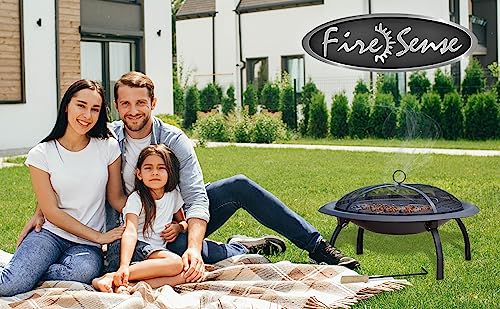 Black 22" Portable Folding Steel Wood Burning Fire Pit with Carrying Bag K850665