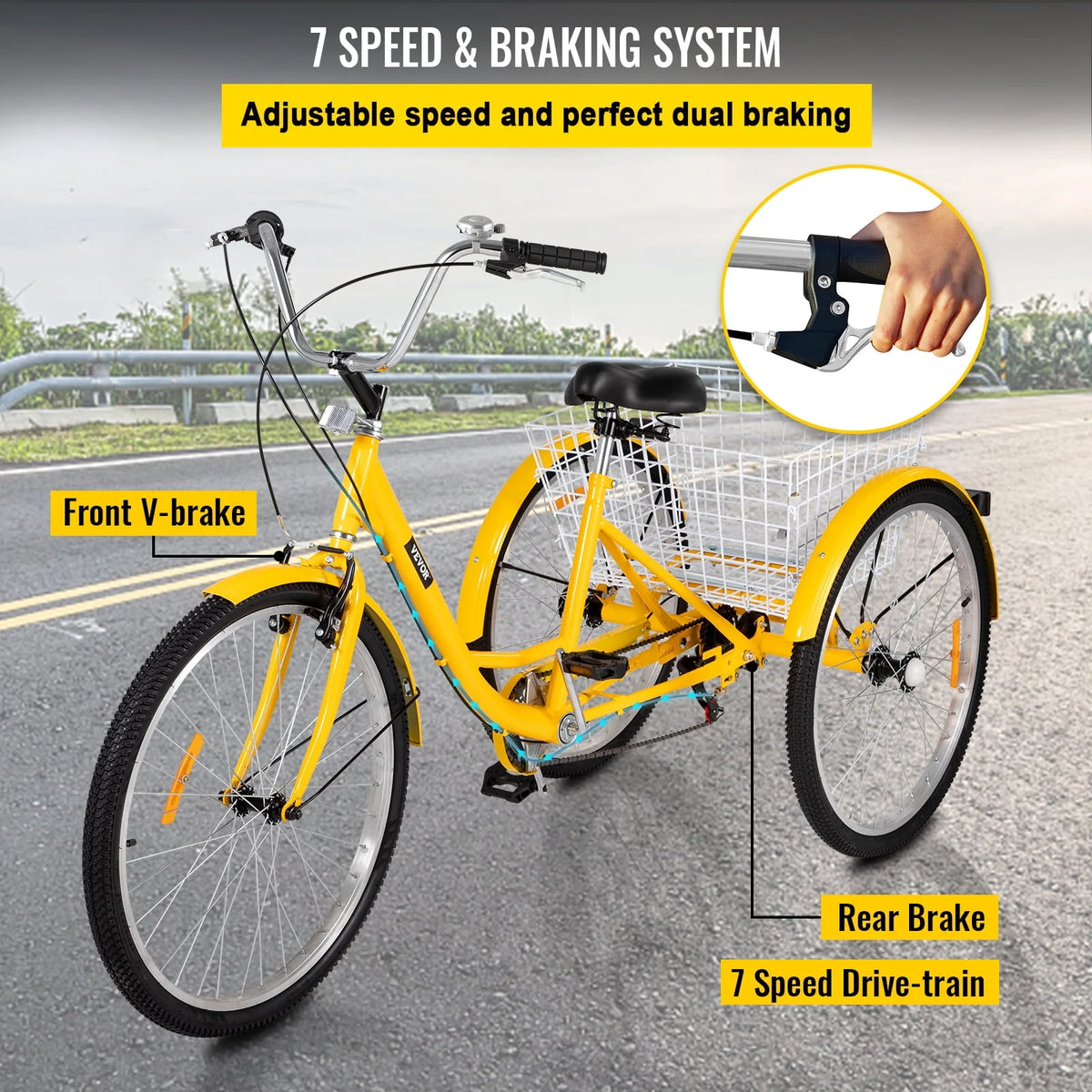 26 inch 7-Speed Adult Tricycle with Basket Z336357