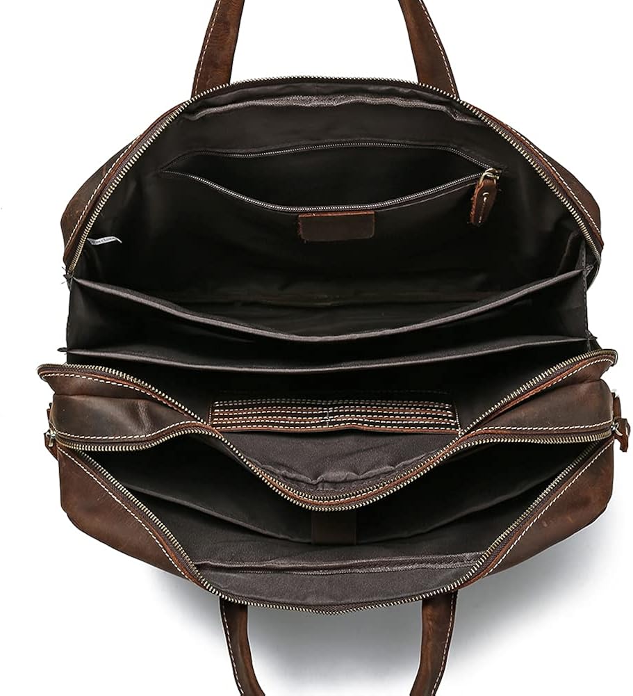 Vintage Genuine Leather 17 inch Laptop Briefcase Y723