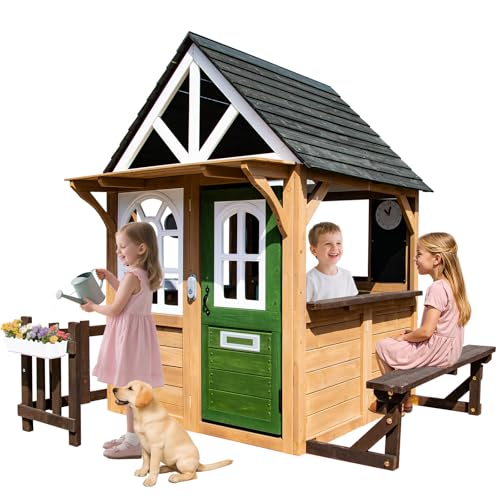 Gray Wooden Play House Playset with Kitchen M56980