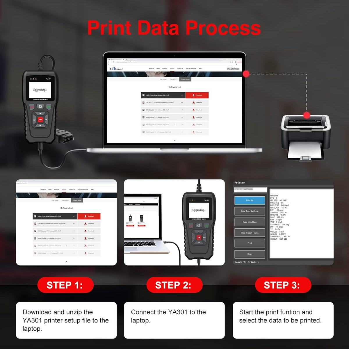 OBD2 Scanner with Print Data, Read/Clear Code CAN Diagnostic Scan Tool Pack of 2 C41698