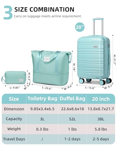 3 Piece Hardside Spinner Luggage Set with TSA Lock L92068