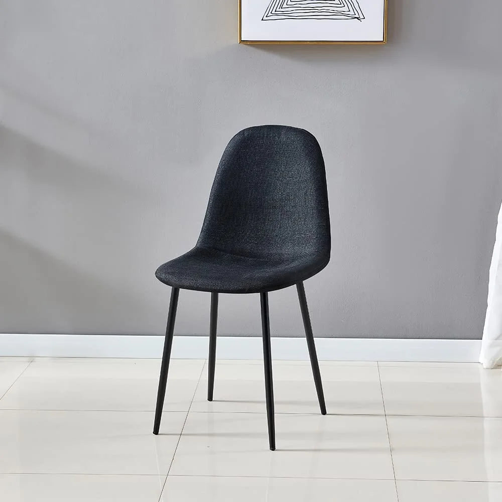 Black Fabric Upholstered Side Chairs Set of 4 with Metal Legs W3005